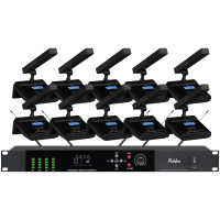 润普Runpu会议音频系统无线手拉手短杆方管无线一拖十桌面会议话筒麦克风RP-S10-WX8900F