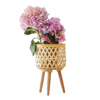 北欧藤编花架客厅沙发边几落地式竹编置物架墙角阳台花盆架子