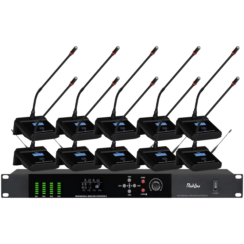 润普Runpu会议音频系统无线手拉手长杆鹅颈无线一拖十桌面会议话筒麦克风RP-S10-WX8900E