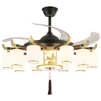 如华福禄中式客厅隐形风扇吊灯别墅卧室餐厅一体吊扇灯家用大气吊灯