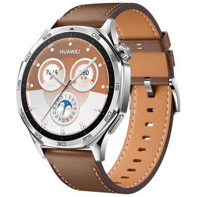 华为/HUAWEI WATCH GT5(46mm)砂砾棕 复合素皮表带 智能手表 蓝牙电话 腕上微信 健康监测 100+运动模式 5ATM防水 音乐播放 NFC公交门禁 无线充电