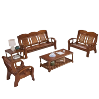 乐琪艺 实木沙发组合 1+2+3+茶几+方几 套