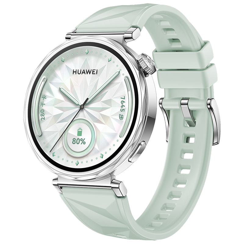 华为/HUAWEI WATCH GT5(41mm)湖光青 氟橡胶表带 智能手表 蓝牙电话 腕上微信 健康监测 100+运动模式 5ATM防水 音乐播放 NFC公交门禁 无线充电