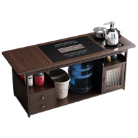 晋舰 移动茶台家用竹木小茶桌烧水壶一体简约现代功夫茶几120长乌金石全自动电器