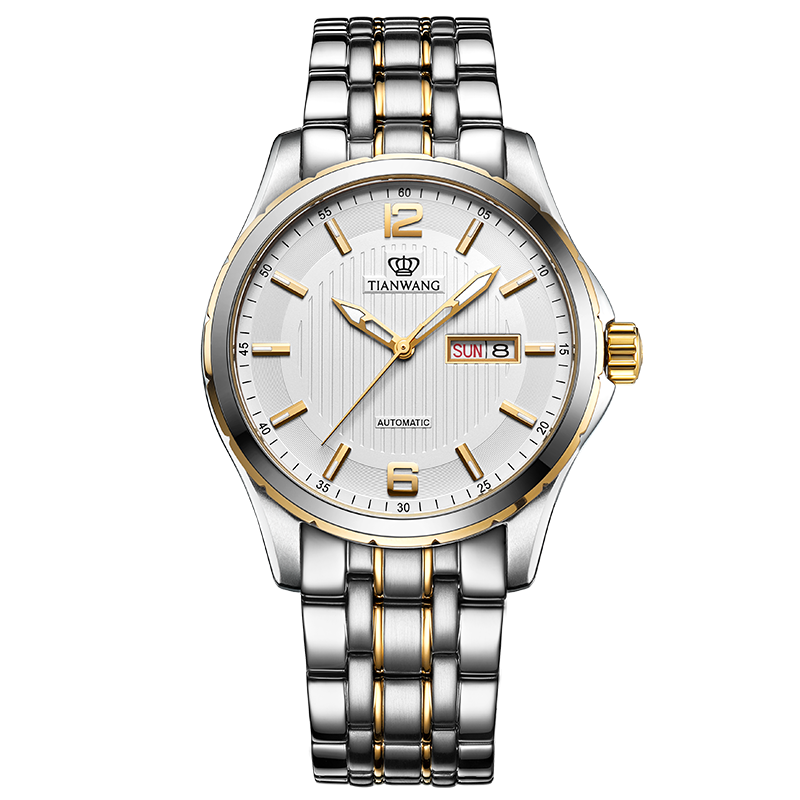 天王表机械男表山河系列正品商务品质日历防水机械钢带男士手表送父亲长辈生日礼物推荐GS5732