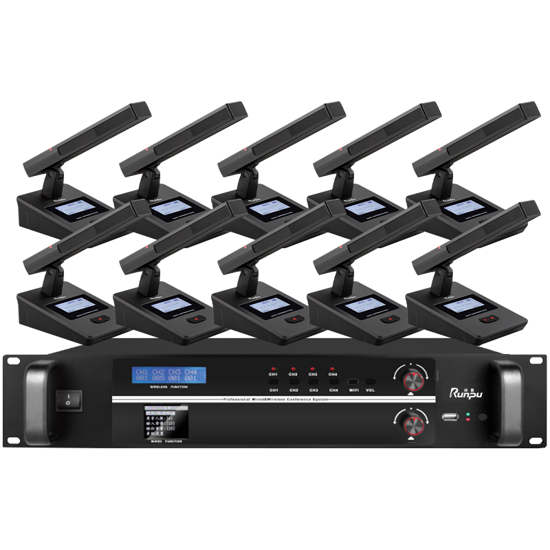 润普Runpu会议音频系统专业无线手拉手话筒一拖十方杆桌面麦克风会议话筒RP-S10-WX9200