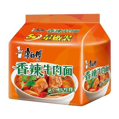康师傅 经典香辣牛肉面五连包104g*5袋/包 (1包组)