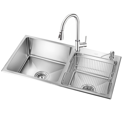 欧琳8212C/7212B含龙头不锈钢仿手工双槽810mm/780mm厨房水槽洗菜盆洗碗水槽