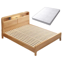 铭羽洋北欧实木床1.5m+床垫套