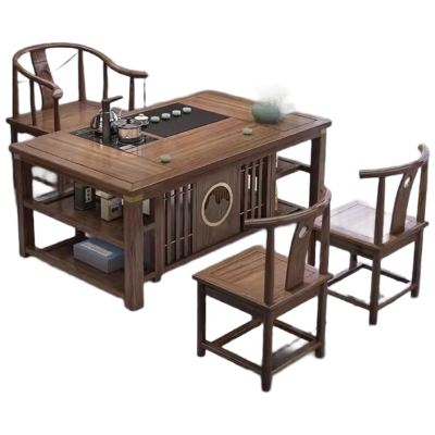 晋舰 茶台茶具套装一体禅意茶几茶桌椅套装组合泡茶台1.26祥和+围椅+2月牙