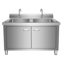 如华福禄不锈钢水槽柜厨房落地一体洗菜沥水盆洗碗池橱柜带操作台水池商用