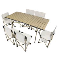 喜力健 户外便携折叠桌椅 M黄色桌120长-中号椅子6把 套