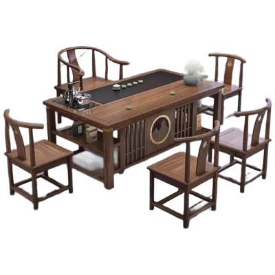 晋舰 茶台茶具套装一体禅意茶几茶桌椅套装组合泡茶台1.6祥和桌+围椅+4月牙