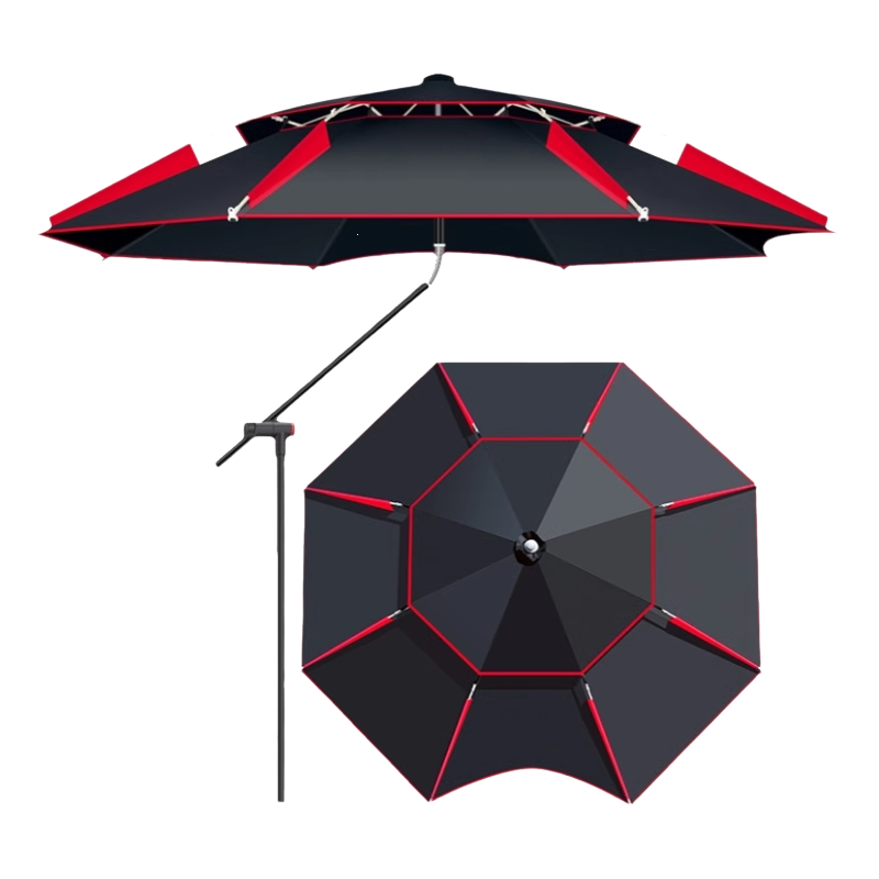 户外新款拐杖钓鱼伞万向大钓伞加厚黑胶手杖雨伞防暴雨防晒遮阳伞