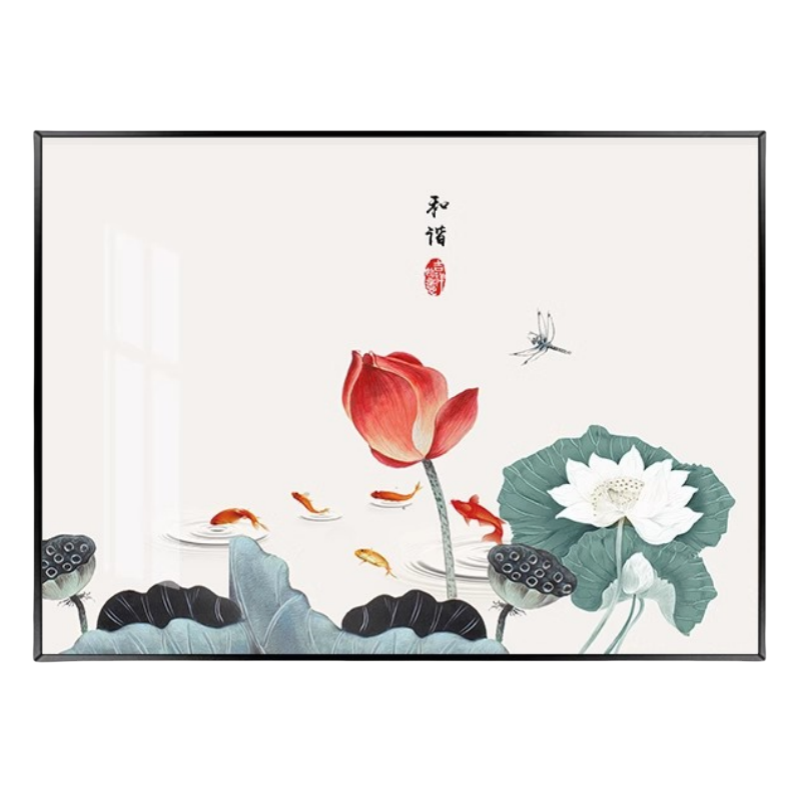 吉迎尚品 装饰画新中式水墨画国画 60*40cm荷花 个