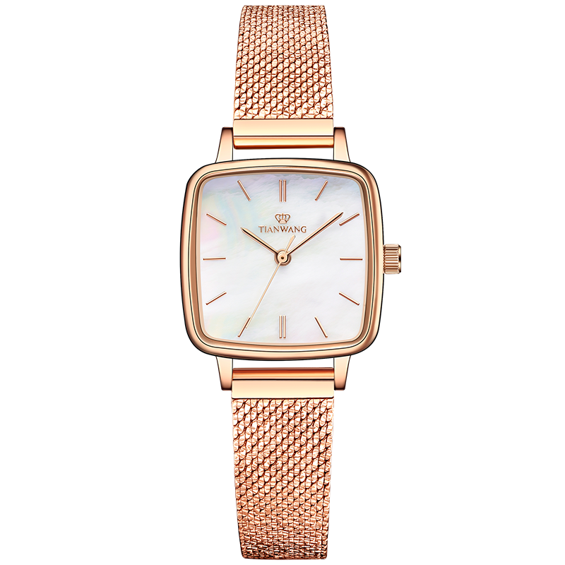 天王表手表 新品小方表石英表轻奢精致方形女表贝母表女士腕表LS31235