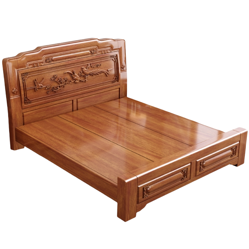 豫龙都实木床+床头柜1.5m套