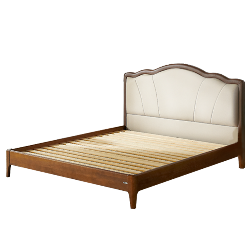 慕思旗舰店全实木床金丝檀木床主卧双人床卧室大床复古色真皮软包 BCW1-139