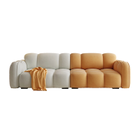 奶油风泡芙棉花糖饼干沙发客厅小户型云朵直排沙发-米括家居A840