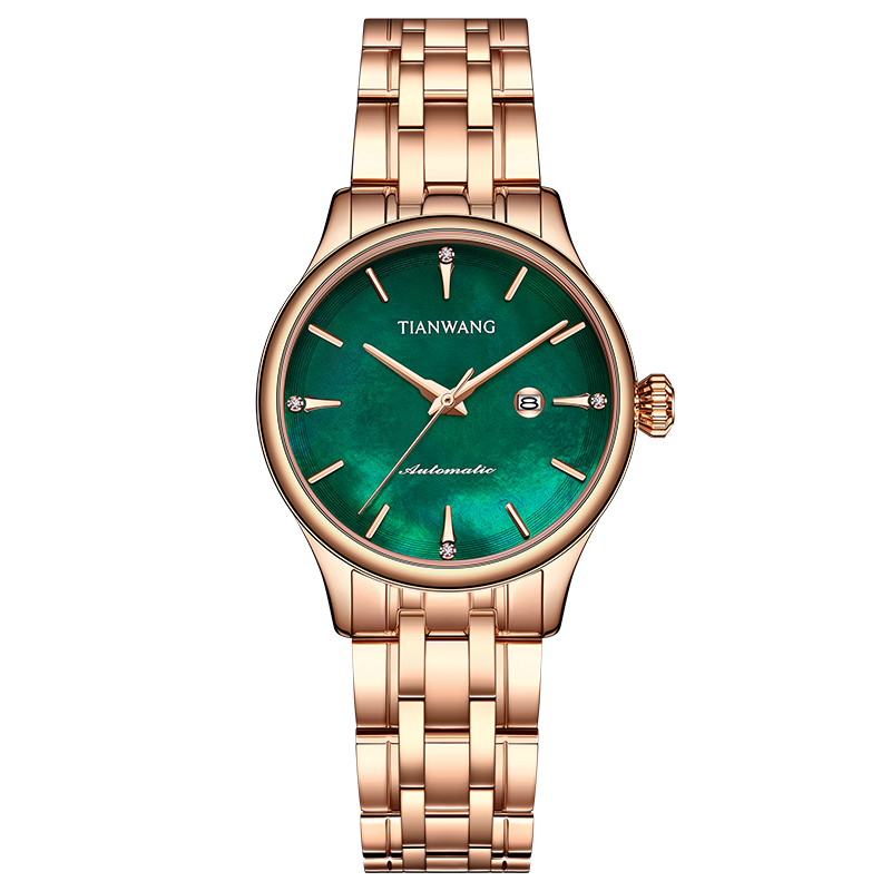 天王表(TIANWANG)手表 女表新品小绿表极光母贝表时尚潮流机械表女士手表51134
