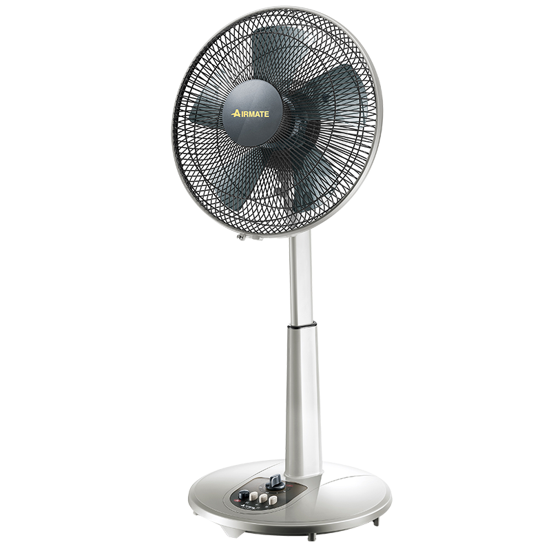 艾美特官方旗舰店大风量电风扇团购12寸浅灰色升降学生机械台立扇家用宿舍定时省电落地扇(可开发票)