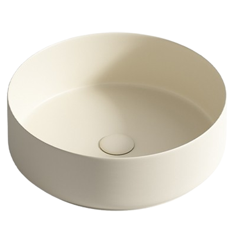 如华福禄奶油风圆形台上盆家用洗手盆陶瓷洗脸盆卫生间洗漱面盆阳台洗手池