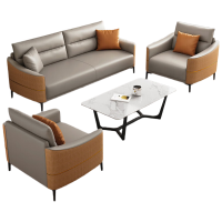 遇造办公沙发茶几办公室沙发接待会客沙发3+2+1+长茶几(西皮)