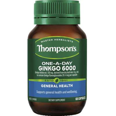 汤普森 Thompson's 健脑银杏片精华60粒 1瓶装 青少年成人缓解脑疲劳银杏叶提取辅助记忆 澳洲进口