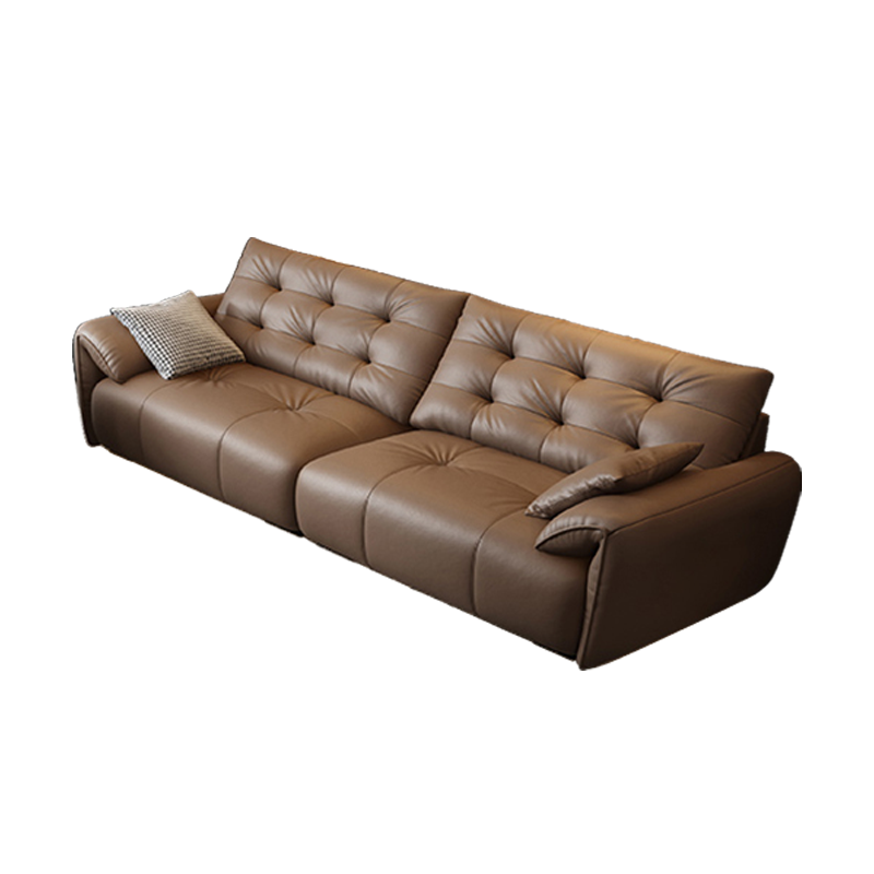 意式极简真皮沙发客厅家用直排大象耳朵生态真皮云朵沙发-米括A862