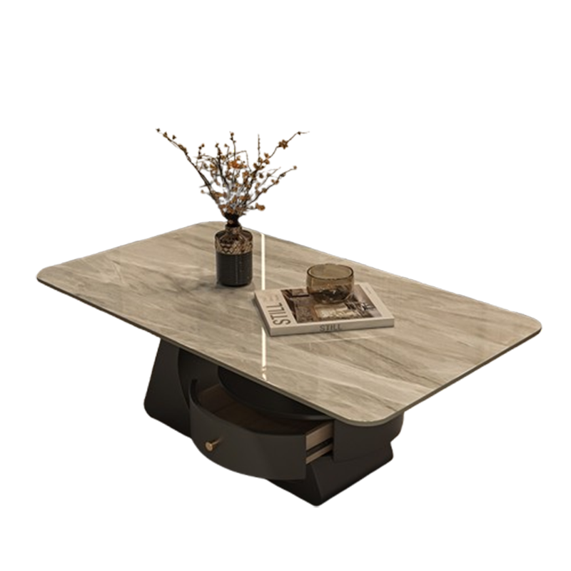 如华福禄长方形岩板茶几客厅家用小户型极简轻奢现代茶桌子组合