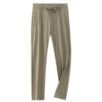 鳄鱼恤CROCODILE 男士夏季透气散热冰丝直筒休闲长裤