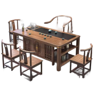锦北 茶台茶具套装一体禅意茶几茶桌椅组合桌泡茶台1.6似锦桌+围椅+4月牙
