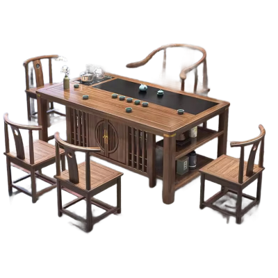 锦北 茶台茶具套装一体禅意茶几茶桌椅组合桌泡茶台1.6似锦桌+围椅+4月牙