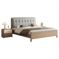 欧梵森 床 现代简约橡胶实木床双人床1.8米榫卯床板床卧室主卧大床1.5m床储物软包婚床实木家具