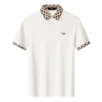 鳄鱼恤CROCODILE 夏季吸汗透气格纹商务POLO衫男短袖T恤