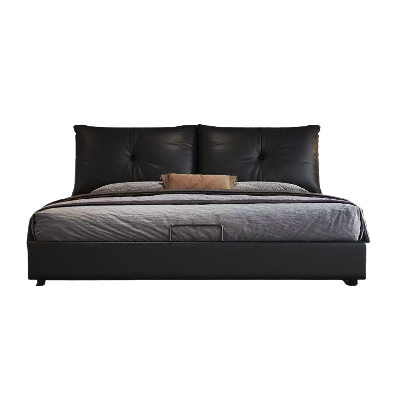 景山百岁 现代轻奢简约真皮床 1.5米单床家用小户型舒适 1.8米主卧双人软包婚床 实木框架 {多色可选 拍好请备注}