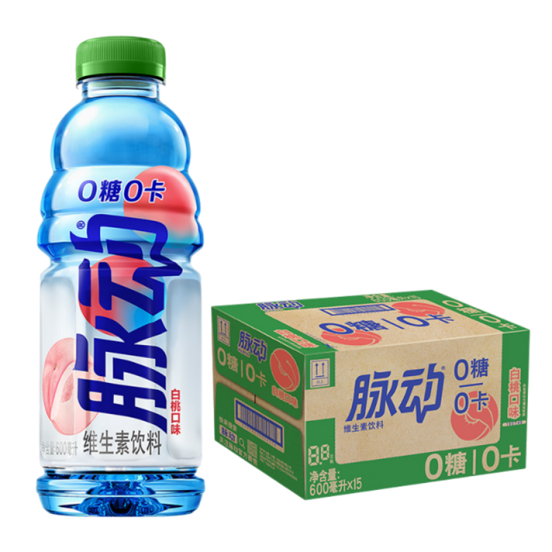 脉动600ml*12瓶0糖0卡白桃运动健身补水维生素功能饮料