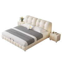 主卧床奶油风真皮床轻奢高级法式现代简约软包床云朵双人床-米括AK183