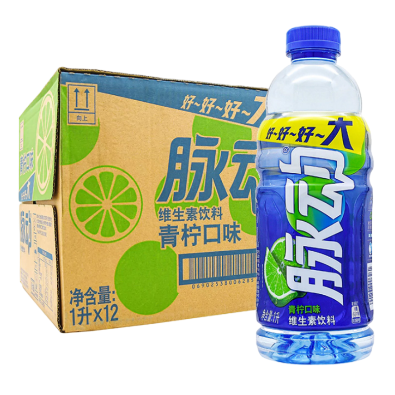 脉动青柠味1L*6瓶超大瓶夏日清爽果味低糖维生素运动功能饮料
