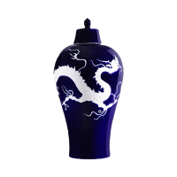 万茗堂霁蓝釉白龙纹梅瓶珍藏酒酱香酒高端文创收藏白酒