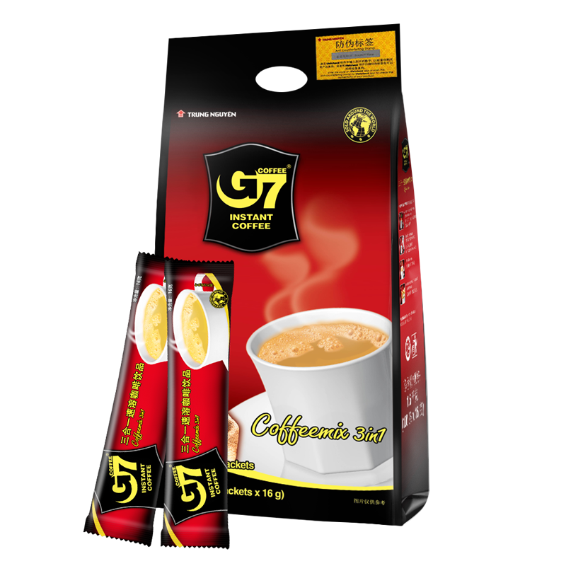 越南进口中原G7咖啡原味1600g袋装100条装国际版三合一速溶咖啡粉浓醇提神冲饮
