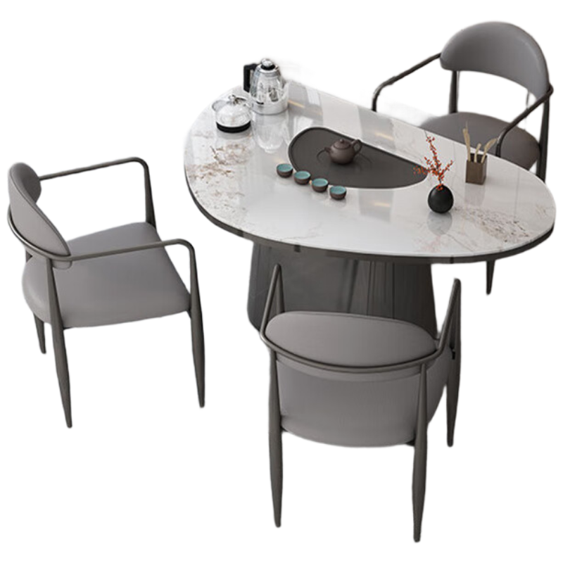 戴劲岩板茶桌椅组合现代家用阳台简约茶桌办公室泡茶桌1.4桌+3主椅