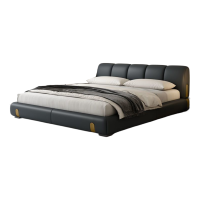 现代轻奢真皮床主卧床 高档大气高级感豪华双人床 1.5米1.8米储物床 极简家用(多色可选 拍下请备注)