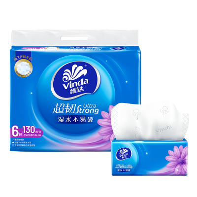 维达超韧抽纸3层S码130抽6包卫生纸 家用尝鲜装餐巾纸面巾纸卫生纸纸巾(新旧包装交替发货)