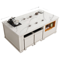 晋舰茶几客厅茶台烧水壶一体桌家用泡茶台办公室茶桌1.4米奶白