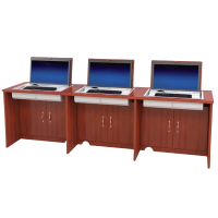 宜掌柜翻转电脑桌三人位张