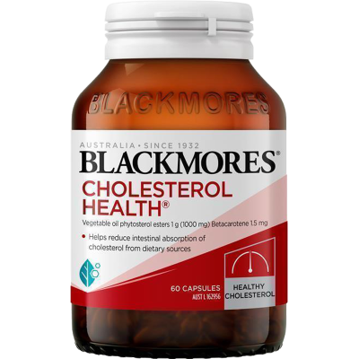 澳洲BLACKMORES澳佳宝 胆固醇 健康配方 软胶囊 60粒 1瓶装 含植物胡萝卜素 膳食营养补充剂澳大利亚进口