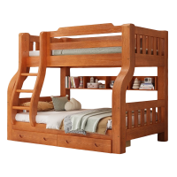 伊科飞特实木双层床2000*1200*1600mm+抽屉+书架+床垫套