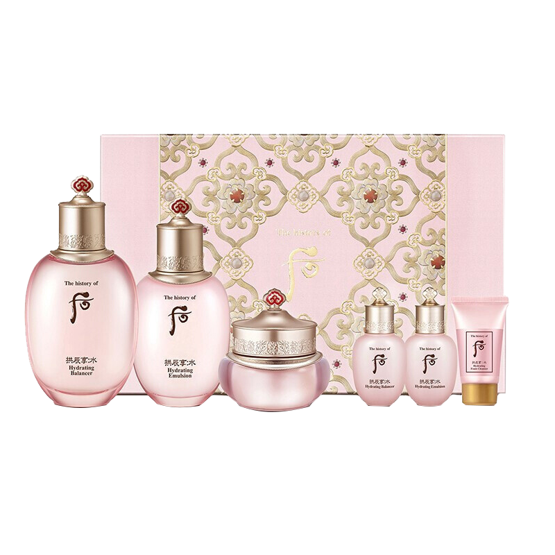 Whoo后套装盒套装护肤化妆品保湿 面部护肤套装礼盒 水妍水乳面霜六件套装 (补水保湿)