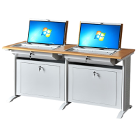 晋舰翻转桌隐藏式多媒体电教室机房电脑桌嵌入式课桌 040双人位